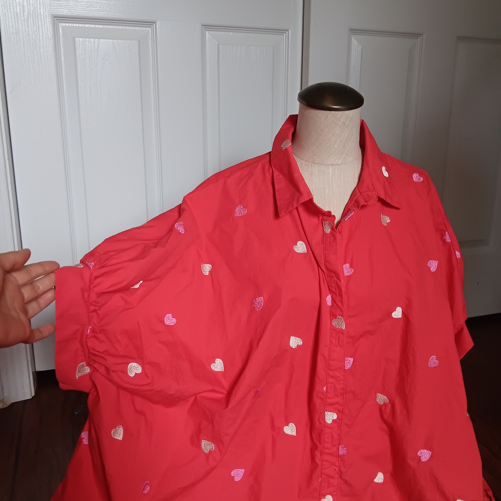 Red Heart Patterned Blouse - Picture 2 of 6